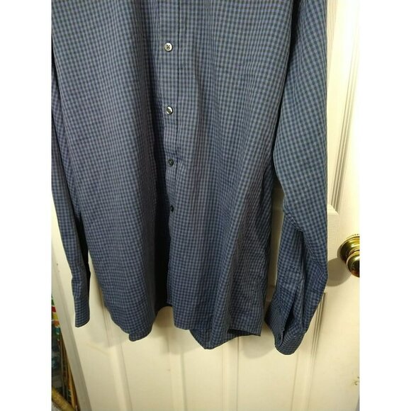 Van Huesen Blue Grey Checkered Long Sleeve Flex Slim Shirt. Size XXL - Picture 3 of 12